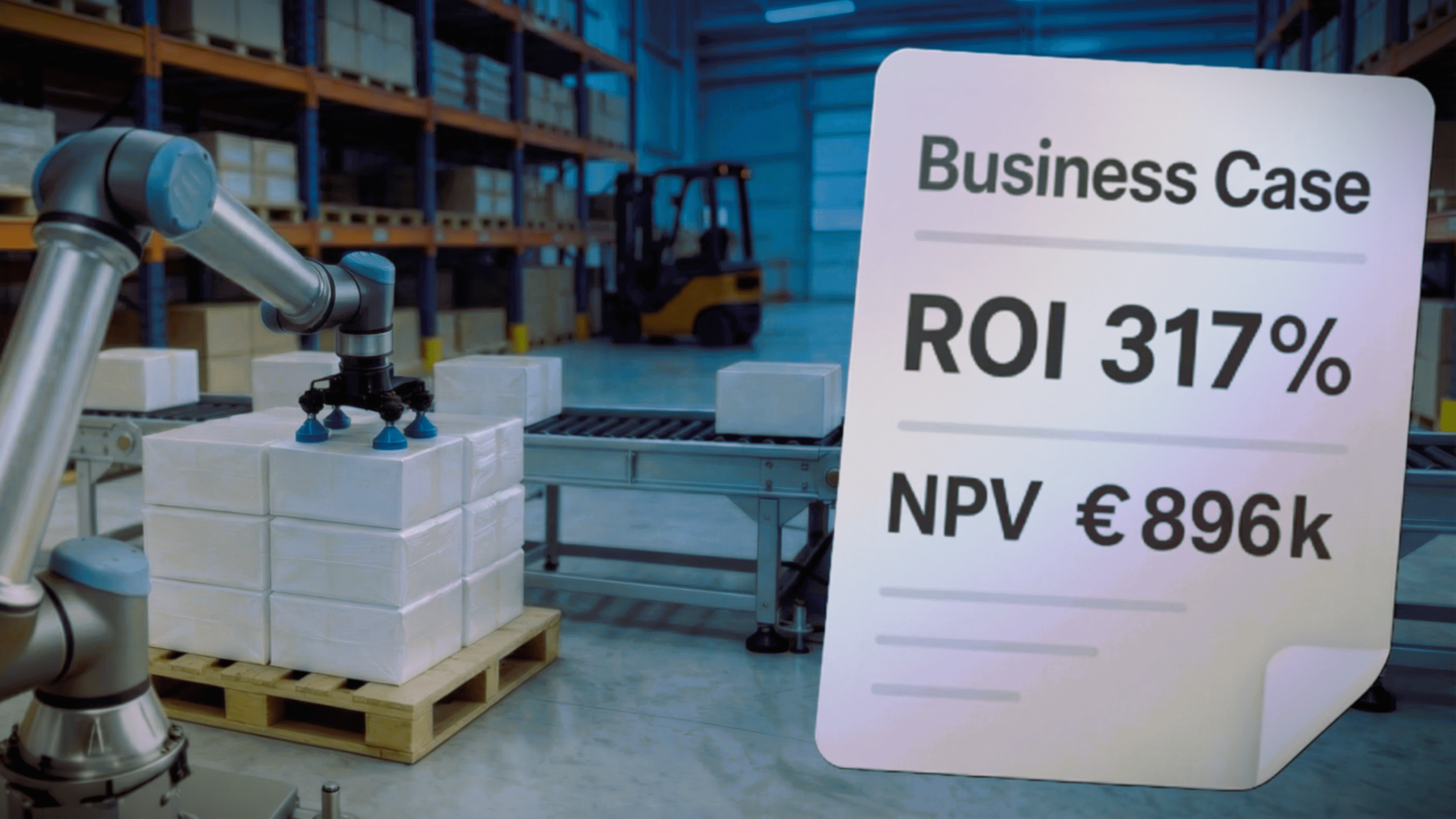 Key Visual: Wertbeitrag von Robotern messbar machen — Business Case Robotik